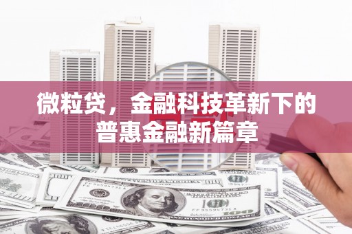 澧县微粒贷，金融科技革新下的普惠金融新篇章