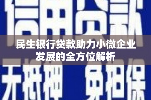 澧县民生银行贷款助力小微企业发展的全方位解析