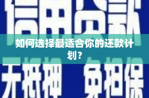 澧县如何选择最适合你的还款计划？