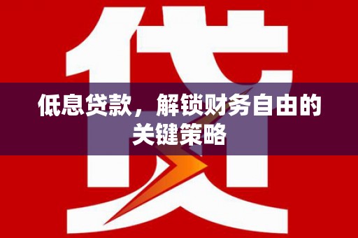 澧县低息贷款，解锁财务自由的关键策略