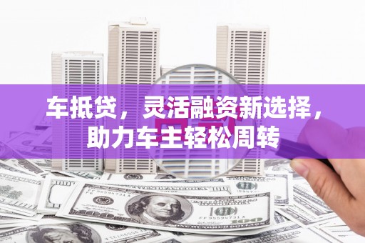 澧县车抵贷，灵活融资新选择，助力车主轻松周转