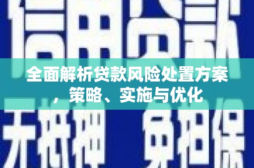 澧县全面解析贷款风险处置方案，策略、实施与优化