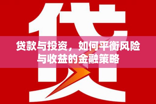 澧县贷款与投资，如何平衡风险与收益的金融策略